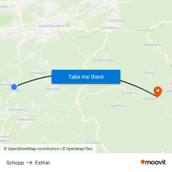 Schopp to Esthal map