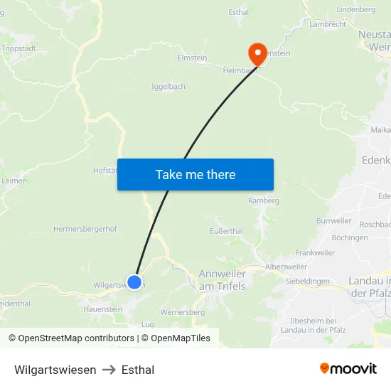 Wilgartswiesen to Esthal map