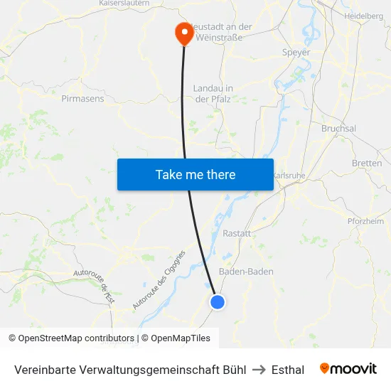 Vereinbarte Verwaltungsgemeinschaft Bühl to Esthal map