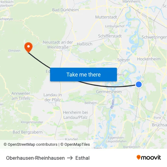Oberhausen-Rheinhausen to Esthal map