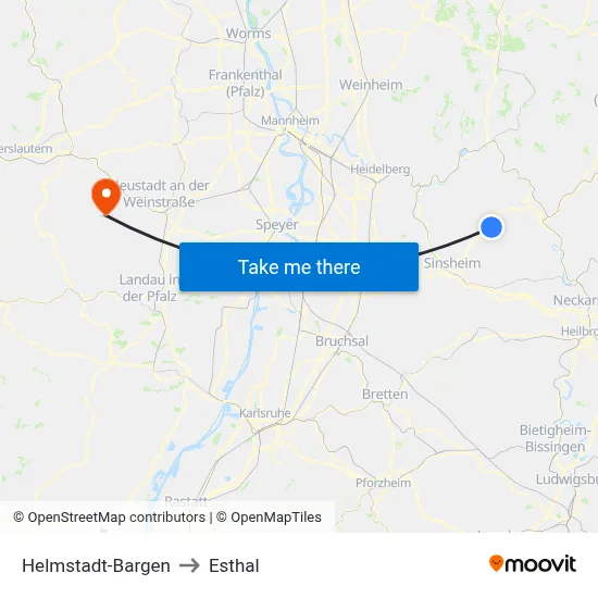 Helmstadt-Bargen to Esthal map