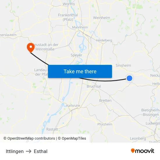 Ittlingen to Esthal map