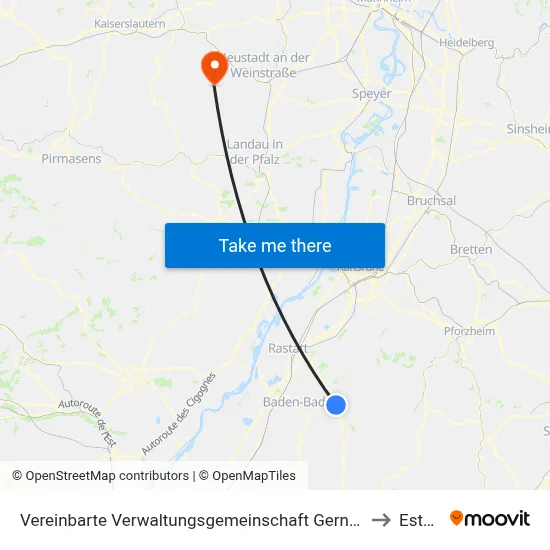 Vereinbarte Verwaltungsgemeinschaft Gernsbach to Esthal map