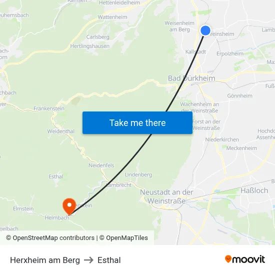 Herxheim am Berg to Esthal map