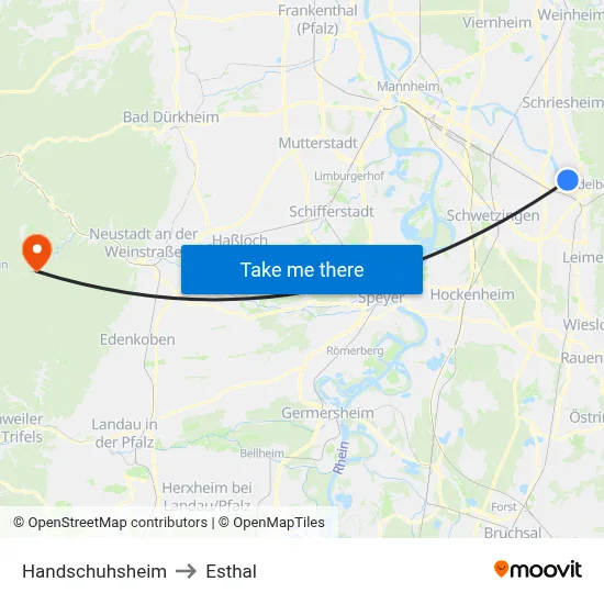 Handschuhsheim to Esthal map