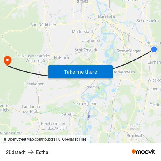 Südstadt to Esthal map