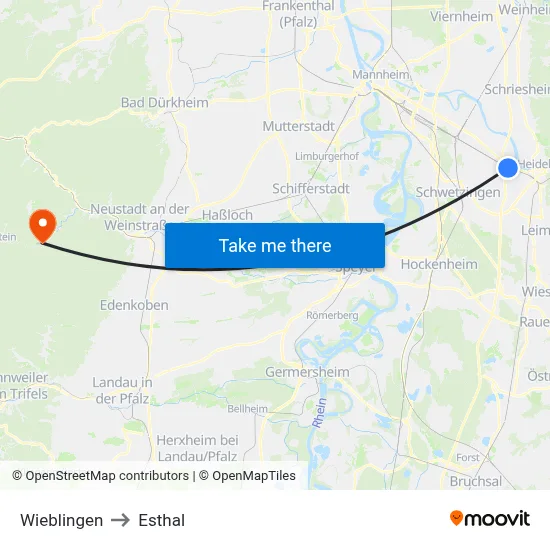 Wieblingen to Esthal map