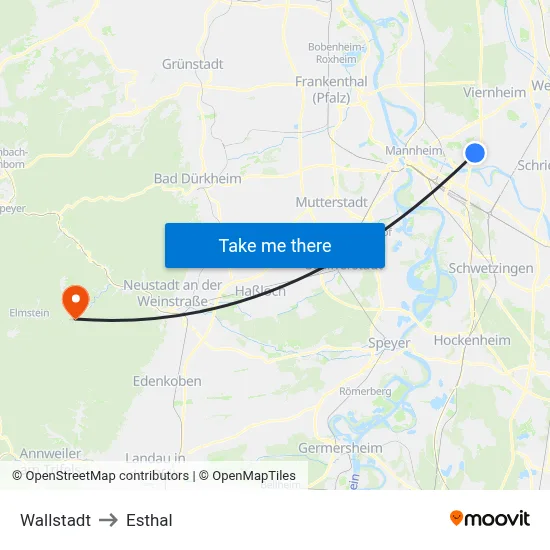 Wallstadt to Esthal map