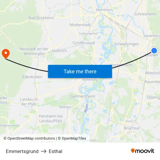 Emmertsgrund to Esthal map