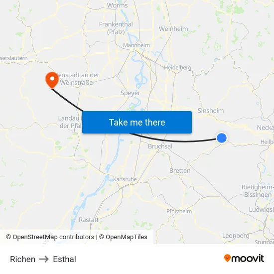 Richen to Esthal map