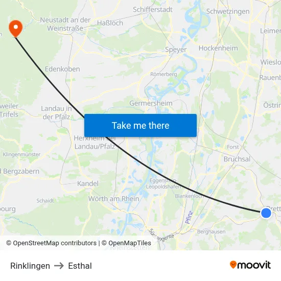 Rinklingen to Esthal map