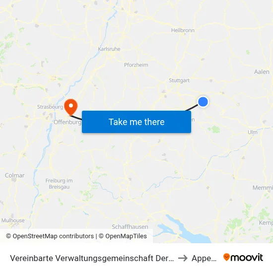 Vereinbarte Verwaltungsgemeinschaft Der Stadt Kirchheim Unter Teck to Appenweier map