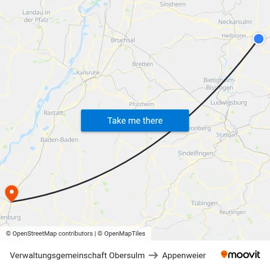 Verwaltungsgemeinschaft Obersulm to Appenweier map