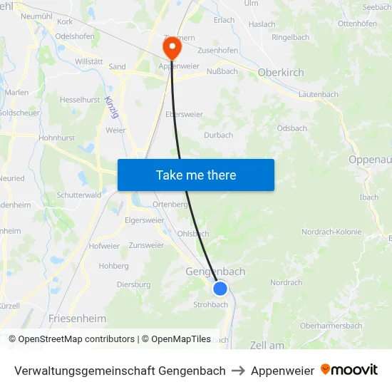 Verwaltungsgemeinschaft Gengenbach to Appenweier map