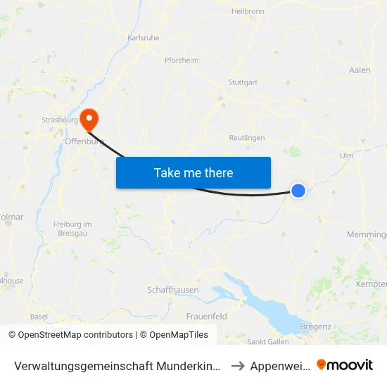 Verwaltungsgemeinschaft Munderkingen to Appenweier map