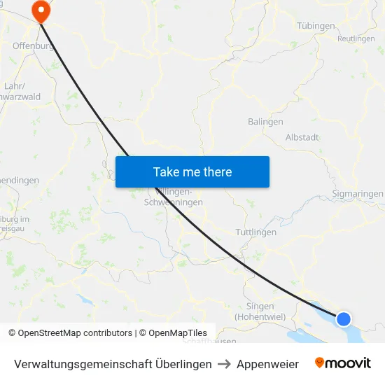 Verwaltungsgemeinschaft Überlingen to Appenweier map