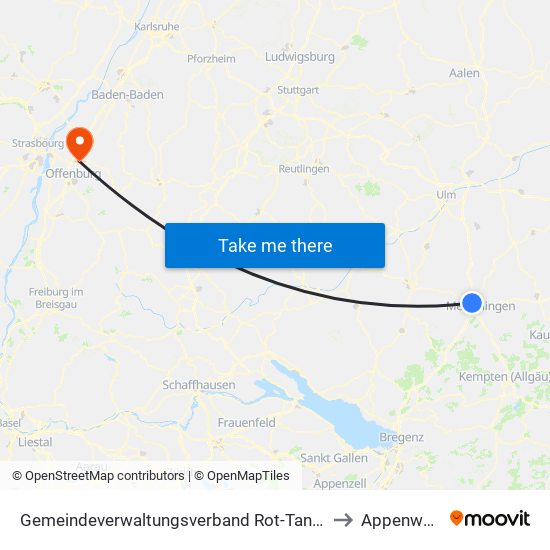 Gemeindeverwaltungsverband Rot-Tannheim to Appenweier map