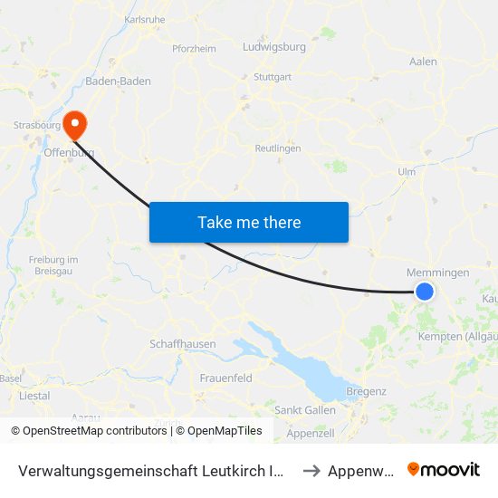 Verwaltungsgemeinschaft Leutkirch Im Allgäu to Appenweier map