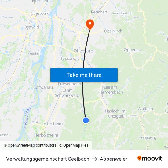 Verwaltungsgemeinschaft Seelbach to Appenweier map