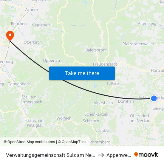 Verwaltungsgemeinschaft Sulz am Neckar to Appenweier map