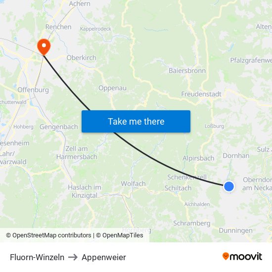 Fluorn-Winzeln to Appenweier map