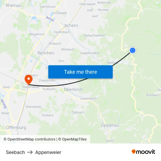 Seebach to Appenweier map