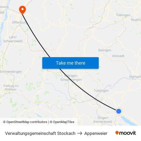 Verwaltungsgemeinschaft Stockach to Appenweier map