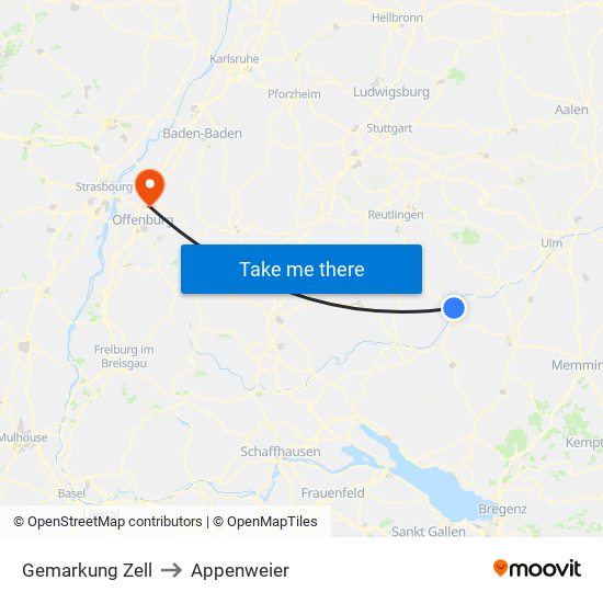 Gemarkung Zell to Appenweier map