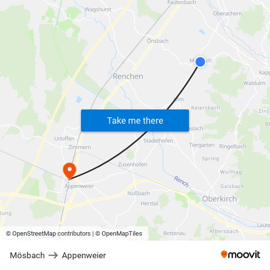 Mösbach to Appenweier map