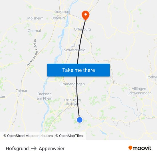 Hofsgrund to Appenweier map