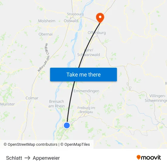 Schlatt to Appenweier map