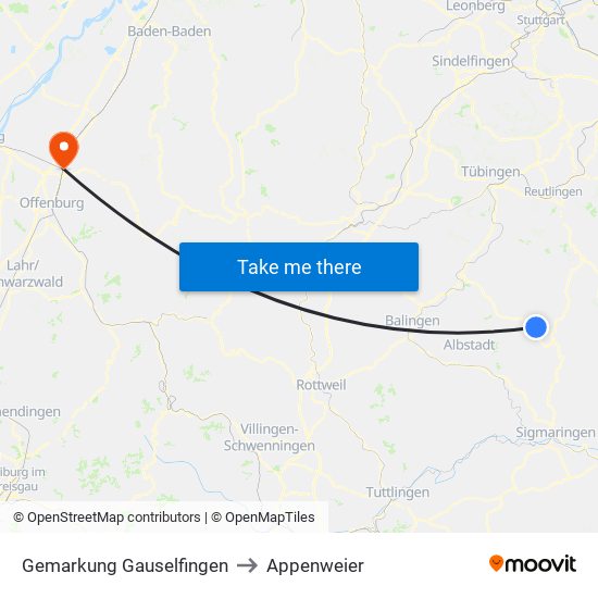 Gemarkung Gauselfingen to Appenweier map