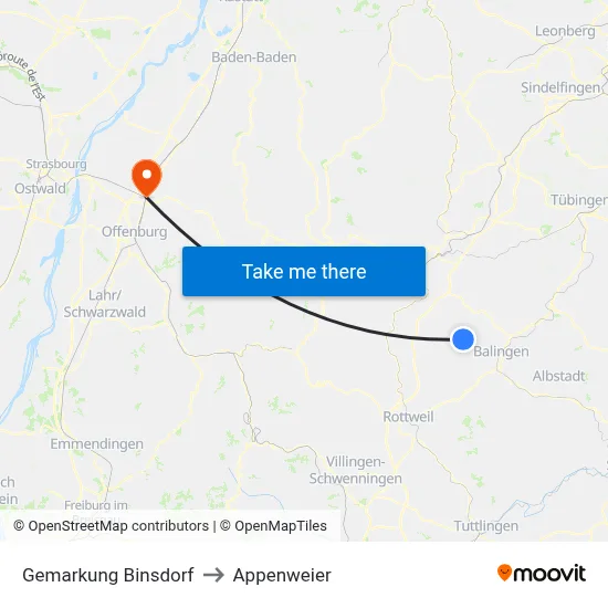 Gemarkung Binsdorf to Appenweier map