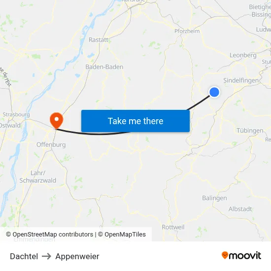 Dachtel to Appenweier map