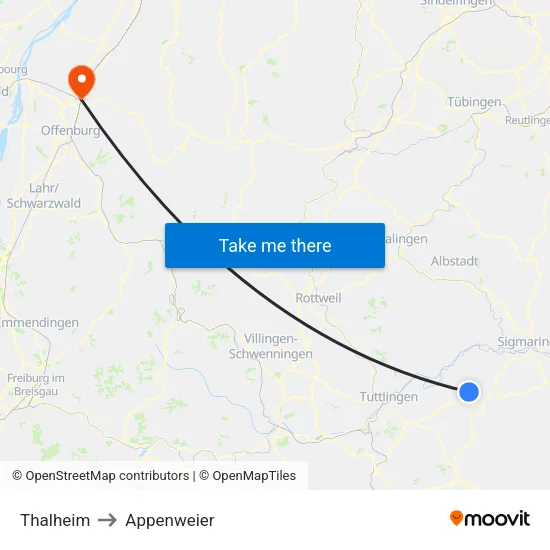 Thalheim to Appenweier map