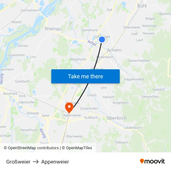 Großweier to Appenweier map