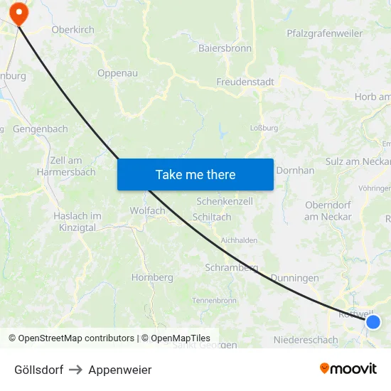 Göllsdorf to Appenweier map