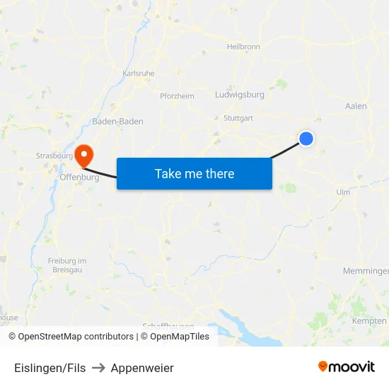 Eislingen/Fils to Appenweier map