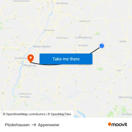 Plüderhausen to Appenweier map