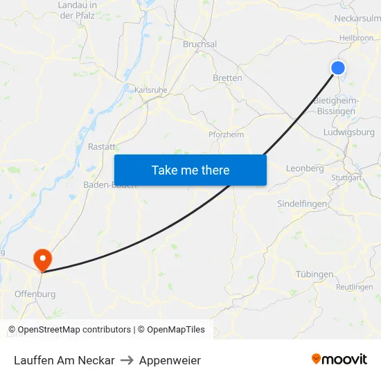 Lauffen Am Neckar to Appenweier map