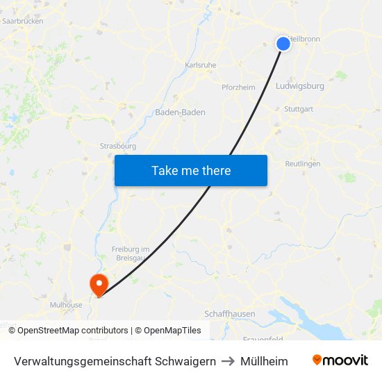 Verwaltungsgemeinschaft Schwaigern to Müllheim map