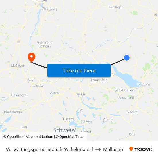 Verwaltungsgemeinschaft Wilhelmsdorf to Müllheim map