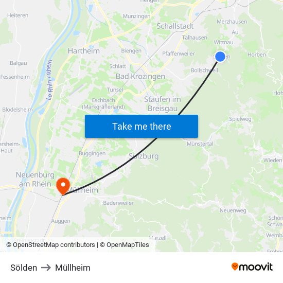 Sölden to Müllheim map