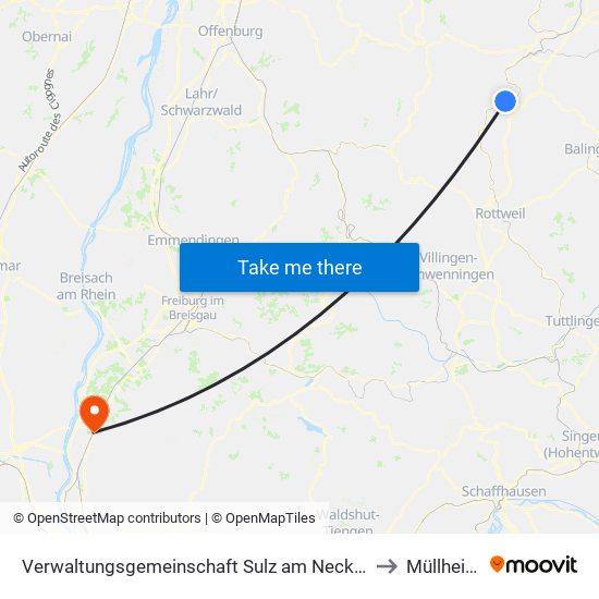 Verwaltungsgemeinschaft Sulz am Neckar to Müllheim map