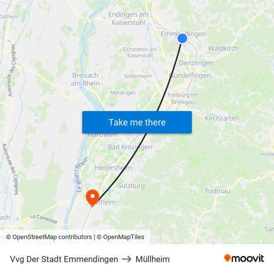 Vvg Der Stadt Emmendingen to Müllheim map