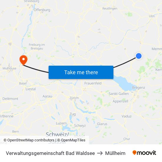 Verwaltungsgemeinschaft Bad Waldsee to Müllheim map