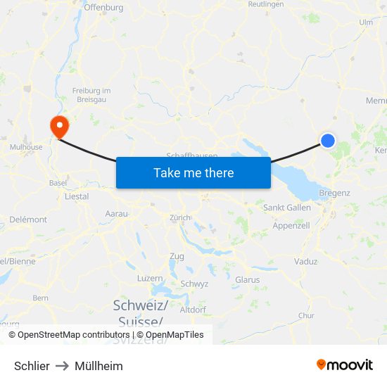 Schlier to Müllheim map