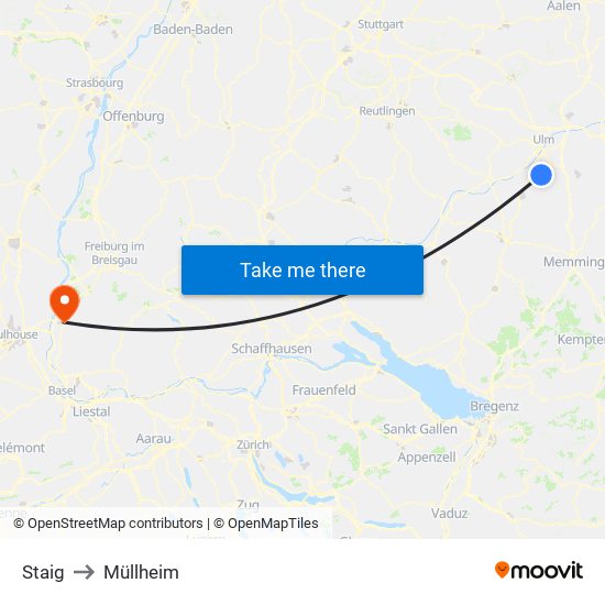 Staig to Müllheim map