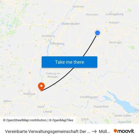 Vereinbarte Verwaltungsgemeinschaft Der Stadt Herrenberg to Müllheim map