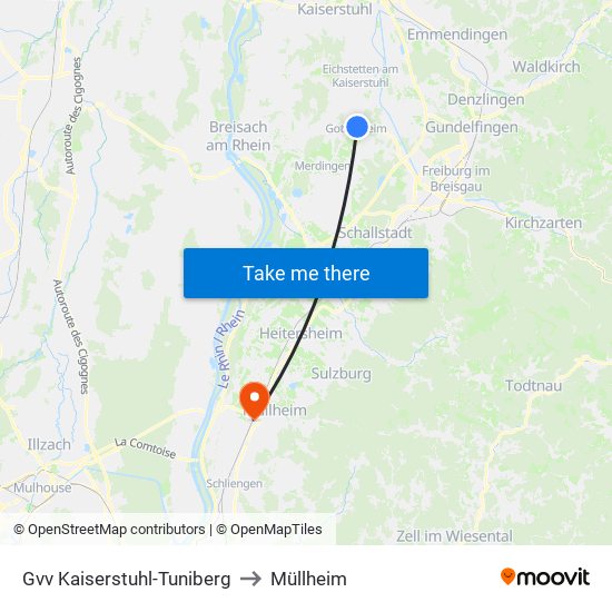 Gvv Kaiserstuhl-Tuniberg to Müllheim map